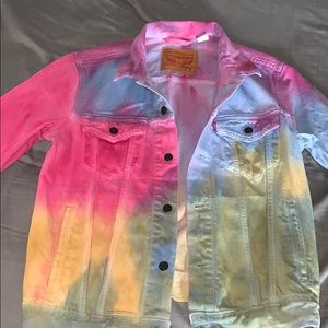 Vintage rainbow tie dye Levi jean jacket